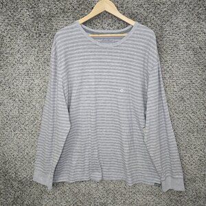 Eddie Bauer‎ Shirt Mens 2XL Gray Striped Crew Neck Legendwash Cotton Casual